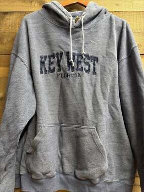 Pacific & Co Key West Florida Men’s Hoodie Heather Navy Hooded Pockets XL